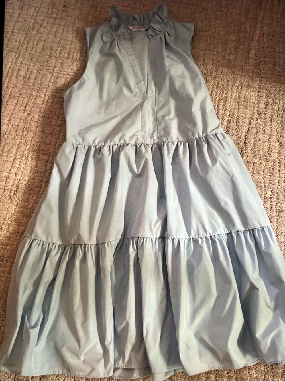Amanda Uprichard Pale Blue Sleeveless Tiered Ruffle Dress